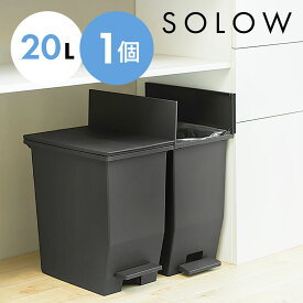 【10%OFF対象】ゴミ箱 ごみ箱 SOLOW ソロウ 20L 20リットル ブラック 黒 おしゃれ ふた付き 蓋つき ペダルオープンツイン ペダル付き シンプル 棚下 カウンター下 キッチン 分別 リビング コンパクト 両開き スリム 四角 RSD-76BK 単品