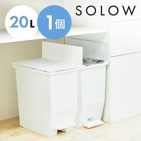 【10%OFF対象】ゴミ箱 ごみ箱 SOLOW ソロウ 20L 20リットル おしゃれ ホワイト 白 ふた付き 蓋つき ペダルオープンツイン ペダル付き シンプル 棚下 カウンター下 キッチン 分別 リビング コンパクト 両開き スリム 四角 RSD-76WH 単品