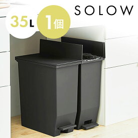【10%OFF対象】ゴミ箱 ごみ箱 SOLOW ソロウ 35リットル 35L おしゃれ ブラック 黒 ふた付き 蓋つき ペダルオープンツイン ペダル付き シンプル 棚下 カウンター下 キッチン 分別 リビング コンパクト 両開き スリム 四角 RSD-77BK 単品