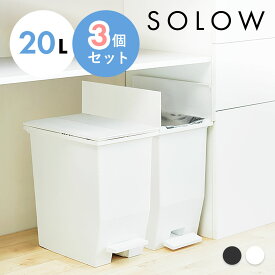 ゴミ箱 ごみ箱 SOLOW ソロウ 20L 20リットル ホワイト ブラック 3個セット ふた付き 蓋つき ペダルオープンツイン まとめ買い ペダル シンプル 棚下 キッチン 分別 リビング コンパクト 両開き スリム RSD-76