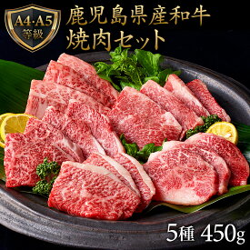 【初回100食限定 おまけプレゼントキャンペーン】焼肉 牛肉 和牛 鹿児島 黒毛和牛 焼肉セット 5種 450g 宮路食品 A4等級以上 食べ比べ モモ バラ ブリスケ ロース カルビ 特選切り落とし