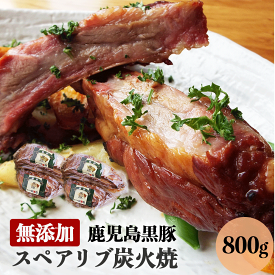 【40%ポイント還元 DEAL 5/15 9:59まで】 無添加 ギフト 送料無料 鹿児島黒豚 スペアリブ 炭火焼 800g（2パック×2） プレゼント 食べ物 ギフトセット おつまみ お取り寄せ 内祝い 詰め合わせ 肉 黒豚 焼豚 鹿児島 キャンプ BBQ 内祝 御祝 お祝い グルメ