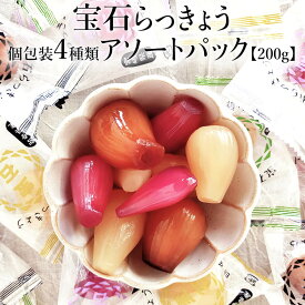 宝石らっきょう 個包装 4種類アソートパック 1袋 200g《甘酢 黒みつ 日向夏 ワイン》【2/13以降順次発送】国産 九州 宮崎県 おすすめ おやつ おつまみ 食べ比べ 詰合せ ご飯のお供 ごはんのおとも 漬け物 漬物 お土産 人気 お取り寄せ 原田青果 タビグルメ haradas-7