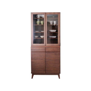 5%offクーポン配布中 食器棚 無垢材 ルーバー 天然木 ダイニングボード キッチンボード 80 幅80 おしゃれ オシャレ キッチン収納 カップボード 食器収納 ガラス扉 開き戸 戸棚 可動棚 北欧 シン