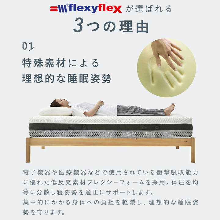 楽天市場】マットレス ダブル 幅140cm ノンコイル 体圧分散 flexyflex 
