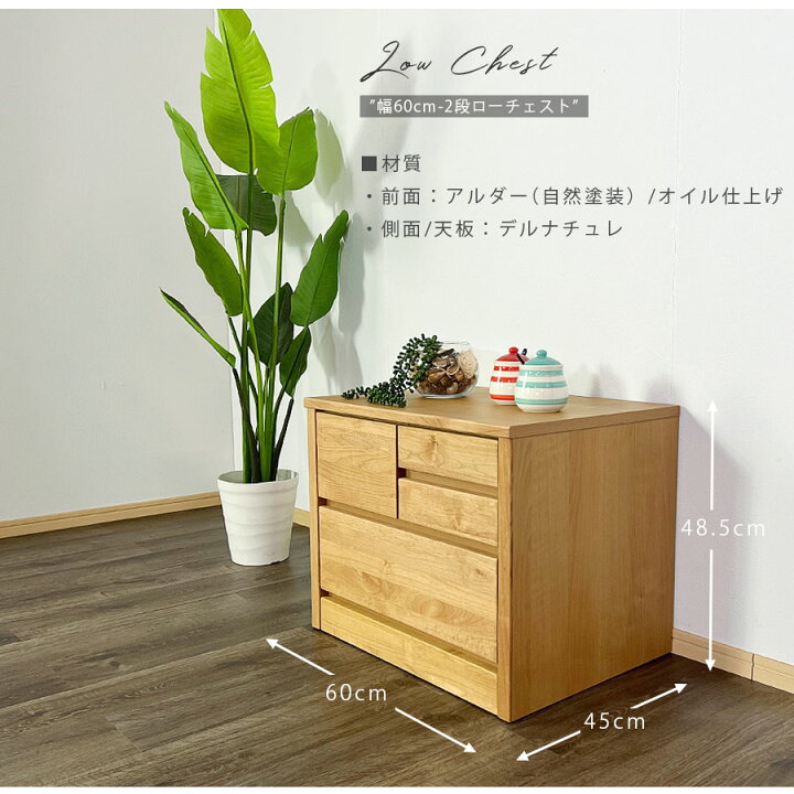 楽天市場】チェスト タンス 箪笥 ローチェスト 60幅 幅60cm 2段 整理 