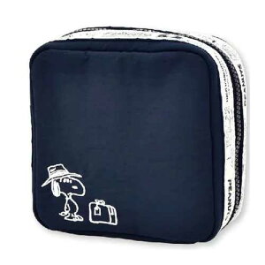 【ヴィンテージトラベルシリーズ NV】 たっぷりコスメポーチ / スヌーピー SNOOPY ピーナッツ メイクポーチ 化粧ポーチ トラベルポーチ 旅行ポーチ 収納 キャラクター