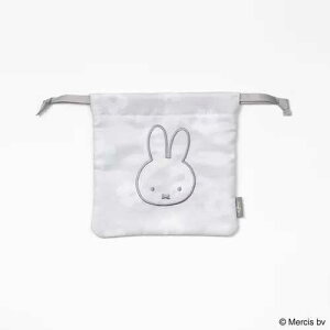 【メール便可】MIFFY FLOWER 巾着 グレー ミッフィー / miffy ディックブルーナ コスメポーチ 化粧ポーチ 巾着ポーチ 小物入れ ポーチ 収納 絵本 キャラクター