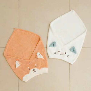 Zooie fam 吸水アニマルヘアターバン / ズーイ ヘア ターバン 時短 吸水 速乾 ふわふわ マシュマロ マイクロファイバー カットパイル かぶるだけ すっぽり 簡単 DRY アニマル かわいい 親子