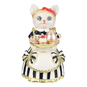 ルル・キャンディ ティータイム / ジュエリーケース ジュエリーボックス アクセサリーケース アクセサリー 収納小物 収納 指輪 リング リングピロー オブジェ 置物 可愛い ねこ 猫 ねこ雑貨