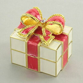 【送料無料】プレゼントボックスオルゴール 白箱＋赤リボン