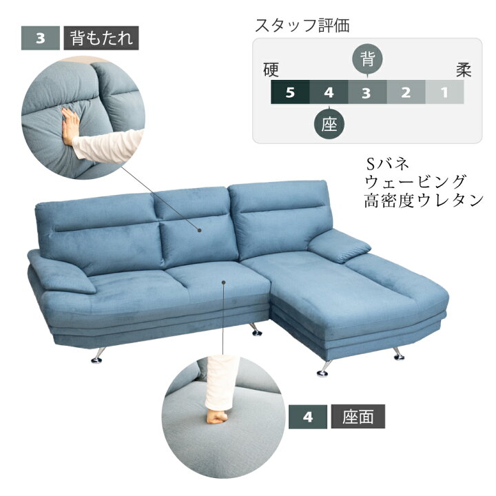 楽天市場】カウチソファ ソファー 3人掛け SOFA ハイバック あぐら 