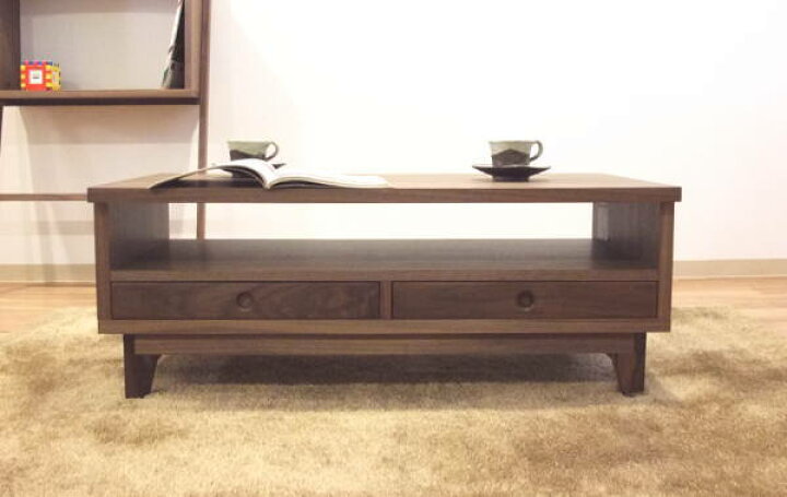 楽天市場】天然木ウォールナット・ハードメープル材センターテーブル  