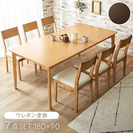 200名限定7%off 10日迄◆ダイニングテーブルセット 6人掛け 7点セット 180cm ダイニングテーブル ダイニング ダイニングチェア 天然木 テーブル 木製 木目 ダイニングセット レザー調 合皮 おしゃれ 北欧 リビング セット シンプル 7点 6人用 6人掛 6人 エディ ケリー