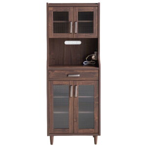 ☆お得な日曜日!先着10名様限定15%OFFクーポン☆ 国産 収納棚 60cm ハイタイプ オープン キャビネット オーク ウォールナット 木製 2口コンセント アイアン 取っ手 日本製 ガラス板 リビング