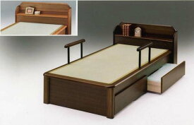 日本製 畳ベッド 畳ベット セミダブル セミダブル畳ベッド 引き出し付き 木製 ノアII 棚 手摺り 引出し付き 選べる ブラウン/ライト 大川家具