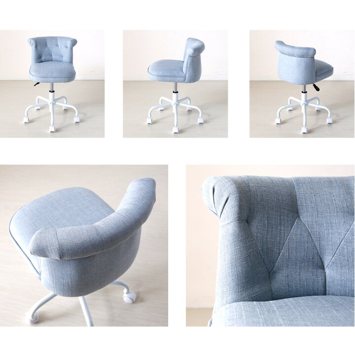 Pt5倍5 クーポン 11日迄 学習チェア かわいい 勉強机 パステルカラー ブルー ピンク リッチ 可愛い デスクチェア おしゃれ プリンセスチェア パープル イス ファブリック Rich 姫系 キャスター付き キュート キッズ