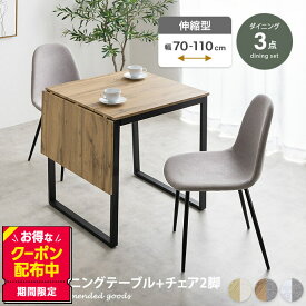 ダイニングセット ダイニングテーブルセット 食卓 ダイニングチェア 2脚 3点セット 伸縮式 バタフライ 机 Orca オルカ 折りたたみ 伸長式 コンパクト 小さめ 木目 大理石調 2人 4人 1人暮らし 四角 正方形 長方形 幅70