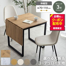 【MAX50％OFF! 4/24 20:00~20:59限定★】ダイニングテーブルセット 2人用 3点 ダイニングテーブル 椅子 テーブルセット ダイニングチェア 机 チェア ダイニングセット バタフライ エクステンション 伸長 折りたたみ 伸縮 幅70 幅110 キッチン リビング ダイニング