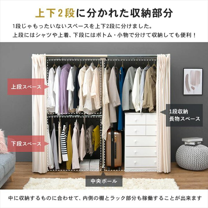 楽天市場】【MAX50％OFF! 4/14 20:00~20:59まで☆】伸縮クローゼット 