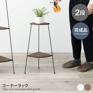 ラック コーナーラック 完成品 2段 オープン 棚 スリム ディスプレイ アイアン リビング キッチン トイレ 玄関 木目 便利 見せる収納 インテリア 小物 幅26 スチール 天然木 パイン集成材