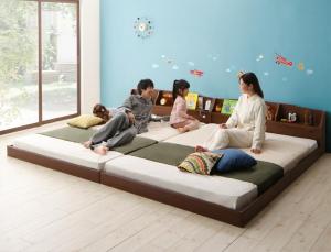 親子で寝られる収納棚・照明付き連結ベッド ボンネルコイルマットレス付き ワイドK240(S+D)：インテリアと家具のKAGUYA