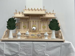 神棚板&神棚セット 雲海900奥行450/東濃桧 屋根違い三社 愛鷹-大 セット