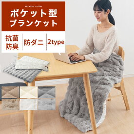 足入れこたつ布団 1人用 封筒型 ブランケット ポケット付き 裏起毛 厚手 2枚合わせ毛布 暖かい 電気なし 節電 寒さ対策 防寒グッズ ふわふわ 暖かい毛布 寝袋 ハーフサイズ 昼寝 寝具 リビング 会社 座り仕事 冷え防止 約 90×120cm ベージュ/アイボリー/グレー FAB000089