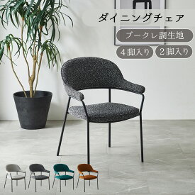 ダイニングチェア 2脚セット 4脚セット ブークレ調生地 カラー アイアン ファブリック シンプル おしゃれ ホテルライク カフェ風 北欧 ダイニング 椅子 イス いす ダイアリー