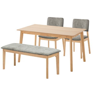 ダイニングテーブルセット 4人用 4人掛け 4点セット 135cm ダイニング ダイニングチェア ベンチ 天然木 オーク テーブル 木製 木目 おしゃれ 北欧 シンプル 布 カフェ 4人 4人用 メロー【大型商