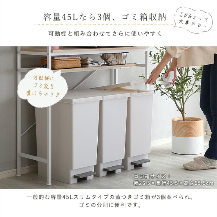 楽天市場】さわやかなオシャレゴミ箱上ラック ワイドタイプ【Frais 