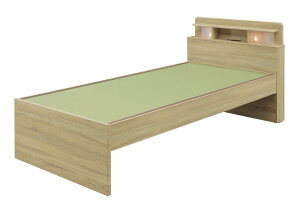 和紙畳ベッド ベッドフレーム シングルベッド 宮棚付き ライト付 Wスライドコンセント付 幅1000mm 和風 日本製畳 国産畳 選べる色 ブラウン ナチュラル 和紙畳ベッド ロータス Loutus【大型商品