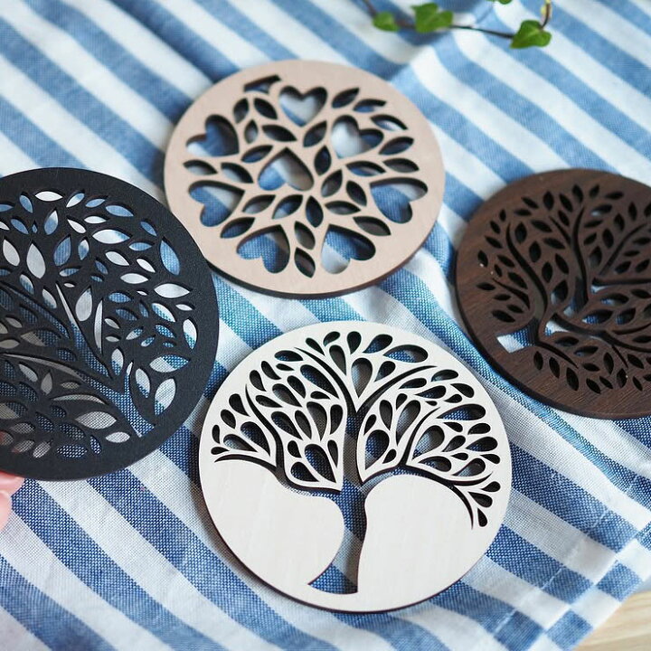 楽天市場】☆ P3倍 マラソン期間限定 ☆ コースター 4枚セット 木製 6  