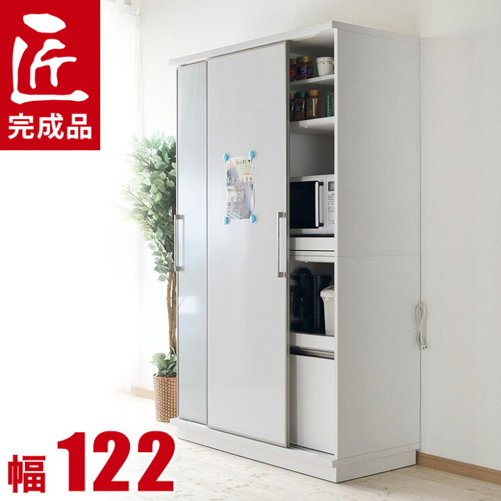 楽天市場】☆ P3倍 20日限定 ☆ 食器棚 大川家具 引き戸 レンジ台 122 