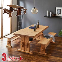 楽天市場】ダイニングテーブルセット パイン無垢材 ベンチの通販