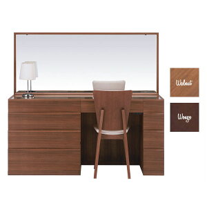 【開梱設置】 ドレッサー 化粧台 鏡台 一面鏡イス付 ナラ材 ウォールナット材 2色対応「ファータ」一面