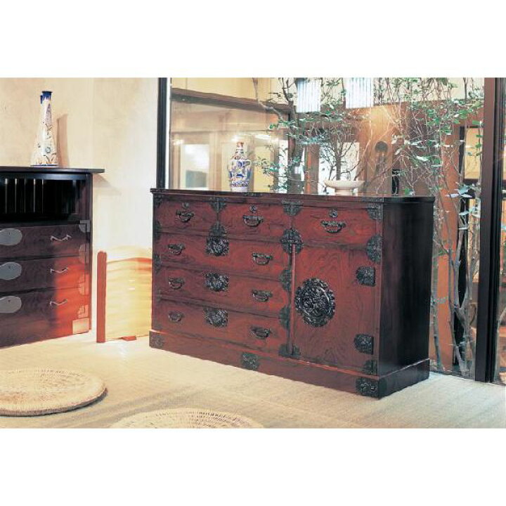 楽天市場】受注生産品 民芸家具 和 和風 民芸箪笥整理たんす 135cm幅  