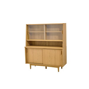 キャビネット 120 オープン 収納 北欧 突板 天然木 木製品 コンセント キッチン リビング ディスプレイ 収納棚 引戸 飾り棚 カントリー ナチュラル ブラウン お掃除ロボ 食器棚 高さ調整 送料