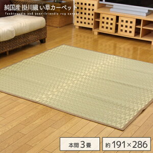 【送料無料】 純国産 掛川織 い草カーペット 『松川』 ベージュ 本間3畳 約191×286cm 長方形 日本製 ござ ゴザ ラグ イグサ い草 抗菌 防臭 和 ヒバ加工 おすすめ おしゃれ 送料無料