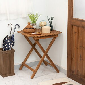 【期間限定 P2倍】フォールディングハイテーブル ブラウン アウトドアテーブル ハイテーブル カフェテーブル ダイニングテーブル 折りたたみ式 木製 おしゃれ 円形 丸型 コンパクト 持ち運