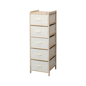 【期間限定 P2倍】リリー チェスト5D 収納棚 おしゃれ リビング収納 幅34 木製 5段 折りたたみ 引き出し かわいい 簡単 シンプル コンパクト 北欧 収納ボックス 小物収納 ナチュラル 天然木 布