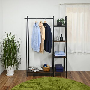 ハンガーラック ワイド 棚付 幅109cm 高さ160cm ダークブラウン ナチュラル ブラック ホワイト 木製 アイアン おしゃれ コートハンガー アンティーク 洋服ハンガー 洋服掛け 帽子掛け ハンガー