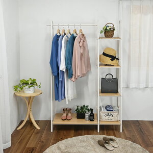 【期間限定 P2倍】ハンガーラック ワイド 棚付 幅109cm 高さ160cm ダークブラウン ナチュラル ブラック ホワイト 木製 アイアン おしゃれ コートハンガー アンティーク 洋服ハンガー 洋服掛け