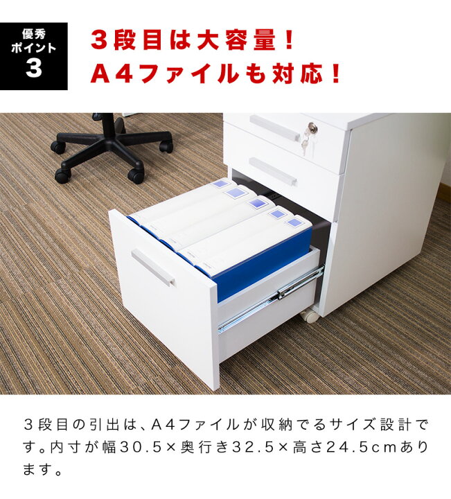 楽天市場】オフィスデスク チェスト チェア 3点セット ホワイト 幅 