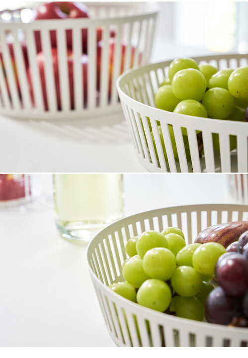 楽天市場 かご フルーツバスケット おしゃれ 皿 バスケット 果物入れ 収納かご 浅型 フルーツボウル 卓上 カゴ 野菜 果物 フルーツ くだものカゴ 果物かご 収納 スチール製 小物入れ キッチン用品 ホームパーティー 雑貨 ホワイト ブラック 山崎実業 タワーシリーズ