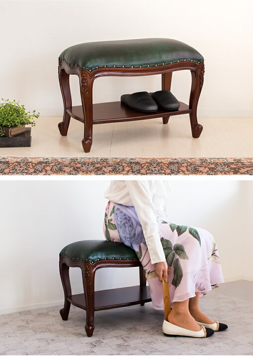 楽天市場】スツール 猫脚 ヨーロピアン 玄関 ベンチ 腰掛 合皮レザー  