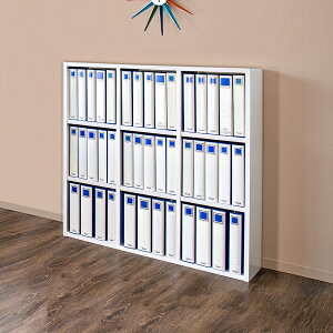 カラーボックス 3列 3段 3段ボックス 3×3 三列 三段 三段ボックス A4 キングファイル 1台 9マス 収納ボックス オープンラック 壁 おしゃれ 106×106cm ホワイト 奥行26 約 高さ100 本棚 A4ファイル オ