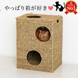 【サマーSALE開催中】猫ちぐら 約幅45 ボックスハウス 天然素材 ペット用ハウス 箱ボックス型ハウス 猫用ハウス 遊び場おもちゃトンネル隠れる 箱型 水草 シーグラス 素朴 猫ベッド つぐら 猫トンネル カゴ籠かご箱ボックス 箱 にゃんこ用ハウス