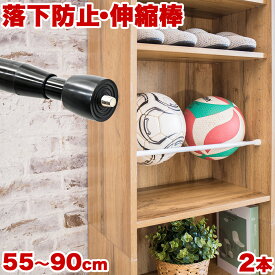 玄関 ボール 収納 ラック サッカー バスケ バレー つっぱり棒 同色2本セット 55cm 60cm 65cm 70cm 75cm