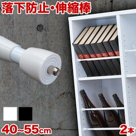 突っ張り棒 強力 つっぱり大輔 同色2本セット 40cm 45cm 50cm 55cm つっぱり棒 伸縮 落下防止 本棚 カーテン ひっかけ 汎用 地震対策 DIY 目隠し 棚 ポール 落ちない ズレない 固定 簡単 軽量 伸びる 無段階